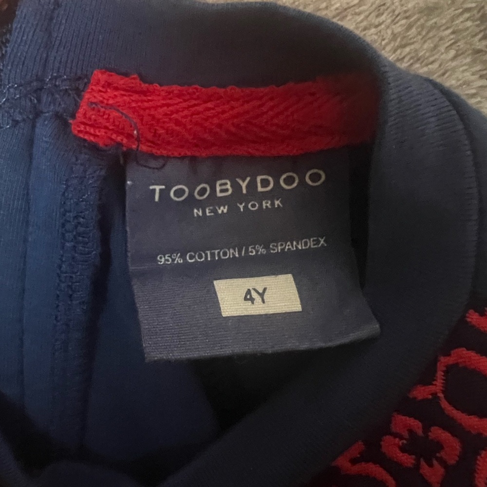 TOOBYDOO Girls Long Sleeve Sz 4Y Dress Red Blue Exposed Back Zipper EUC - Picture 4 of 6